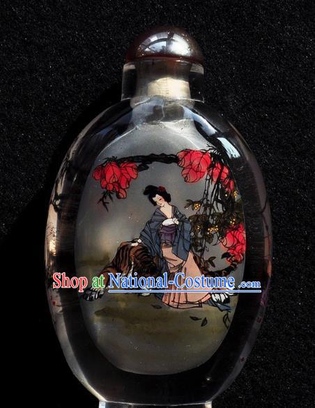 Chinese Handmade Snuff Bottle Traditional Inside Painting Beauty Crane Snuff Bottles Artware