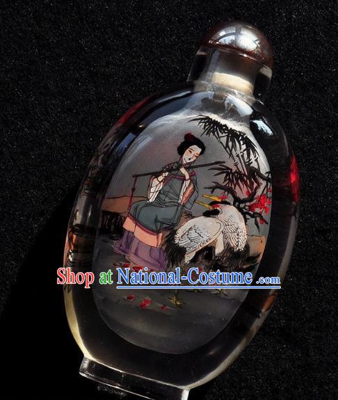 Chinese Handmade Snuff Bottle Traditional Inside Painting Beauty Crane Snuff Bottles Artware