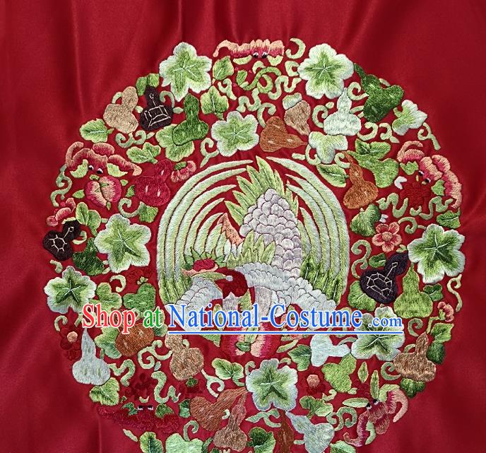 Traditional Chinese Embroidered Phoenix Peach Fabric Hand Embroidering Dress Round Applique Embroidery Cucurbit Silk Patches Accessories