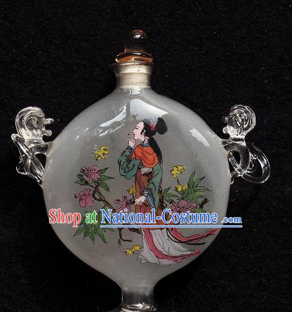 Chinese Handmade Glass Snuff Bottle Traditional Inside Painting Beauty Flowers Snuff Bottles Artware