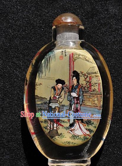 Chinese Handmade Yellow Snuff Bottle Traditional Inside Painting Noble Lady Snuff Bottles Artware