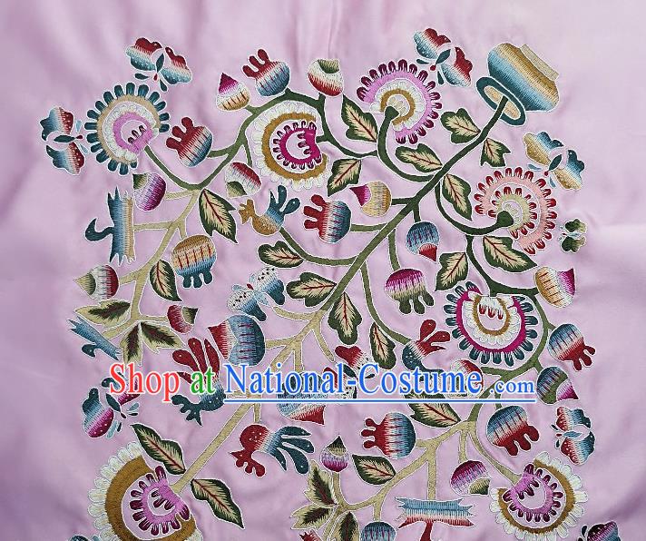 Traditional Chinese Embroidered Butterfly Fabric Hand Embroidering Dress Applique Embroidery Flowers Pink Silk Patches Accessories