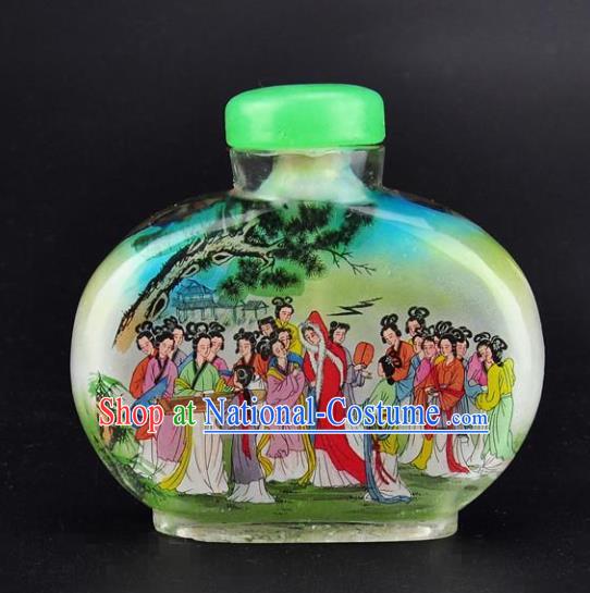 Chinese Handmade Hundred Beauty Snuff Bottle Craft Traditional Inside Painting Court Lady Snuff Bottles Artware