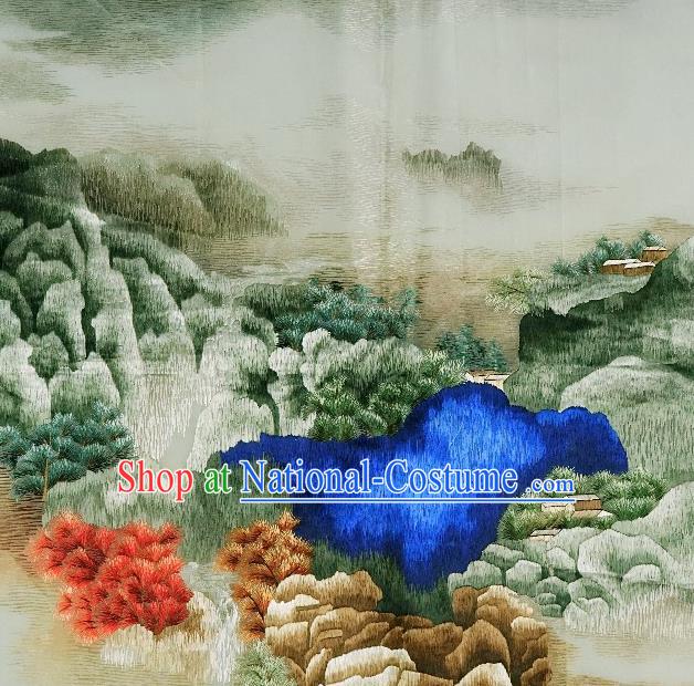 Traditional Chinese Embroidered Mountain View Decorative Painting Hand Embroidery Silk Picture Craft