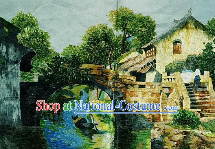 Traditional Chinese Embroidered Waterside Decorative Painting Hand Embroidery Silk Picture Craft