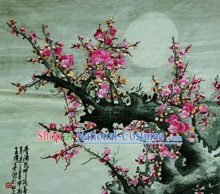 Traditional Chinese Embroidered Plum Blossom Decorative Painting Hand Embroidery Silk Wall Picture Craft