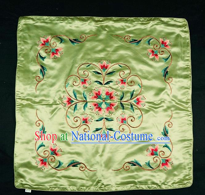 Traditional Chinese Embroidered Flowers Cushion Fabric Patches Hand Embroidering Applique Embroidery Yellow Silk Accessories