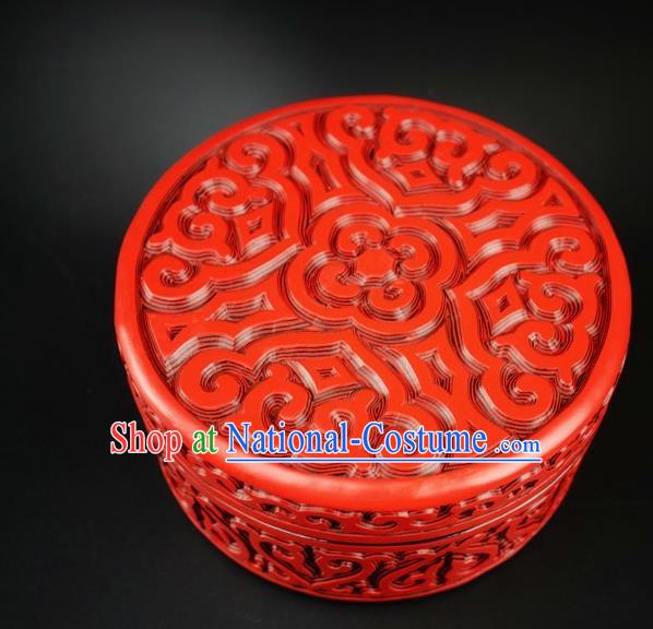 Traditional Chinese Carving Lacquerware Hand Red Rouge Box Craft