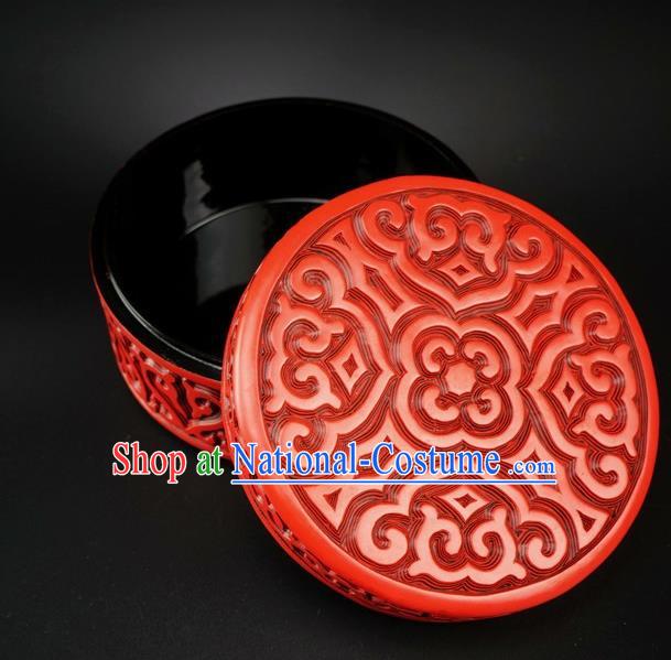 Traditional Chinese Carving Lacquerware Hand Red Rouge Box Craft