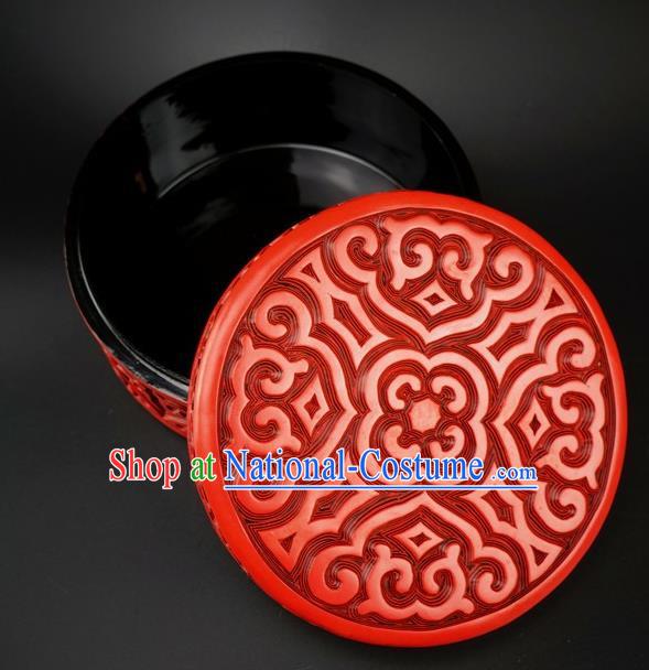 Traditional Chinese Carving Lacquerware Hand Red Rouge Box Craft