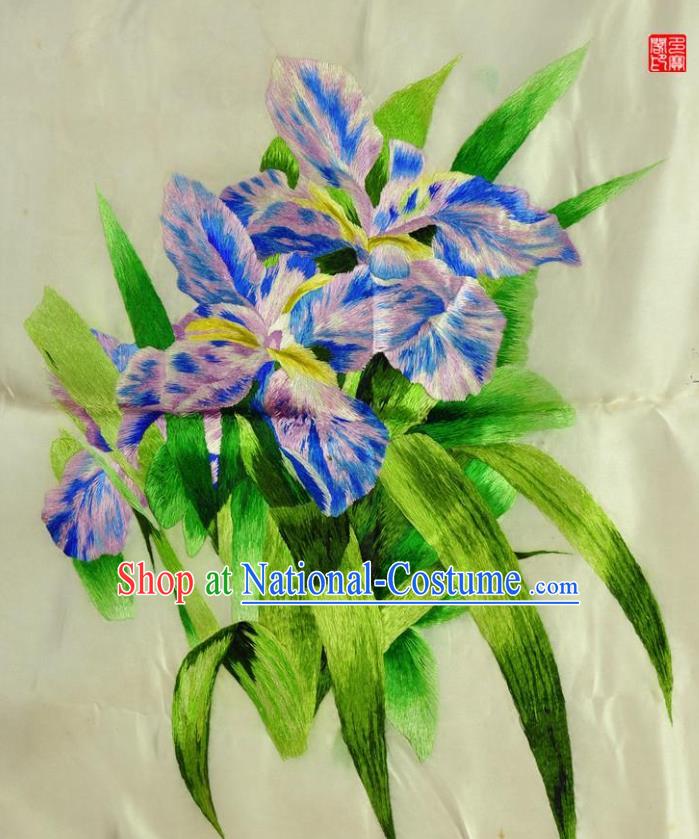 Traditional Chinese Embroidered Orchid Fabric Patches Hand Embroidering Applique Suzhou Embroidery Silk Accessories