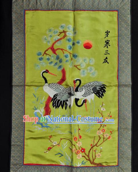 Traditional Chinese Embroidered Pine Cranes Decorative Painting Hand Embroidery Plum Blossom Silk Wall Picture Craft