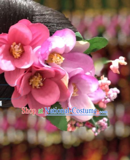 China Handmade Pink Flowers Hair Stick Minority Nationality Women Headwear Miao Ethnic Bride Hair Accessories