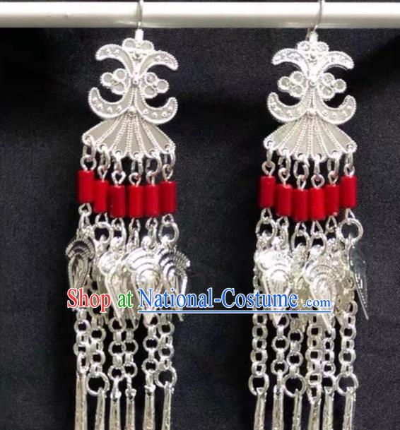 China Miao Nationality Folk Dance Earrings Handmade Ethnic Minority Wedding Ear Accessories