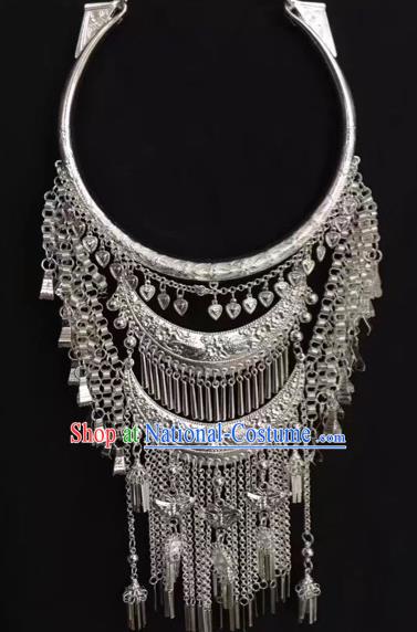 Handmade Chinese National Necklet Yunnan Miao Minority Silver Tassel Necklace Accessories Women Jewelry