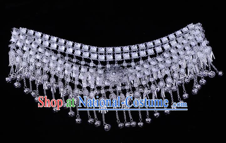 China Traditional Decoration Miao Silver Bells Tassel Waist Accessories Yunnan Miao Ethnic Belt Jewelry