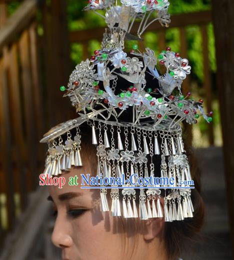 Quality Miao Minority Nationality Colorful Beads Phoenix Hairpins Chinese Miao Ethnic Festival Hair Accessories Tassel Hair Stick