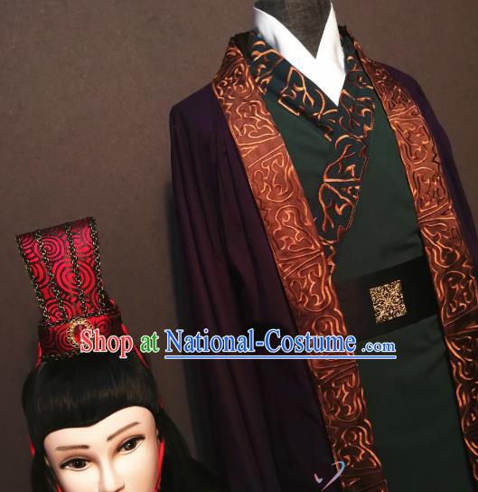 China Ancient Minister Clothing Drama Three Kingdoms Period Advisor Sima Yi Costumes and Headwear