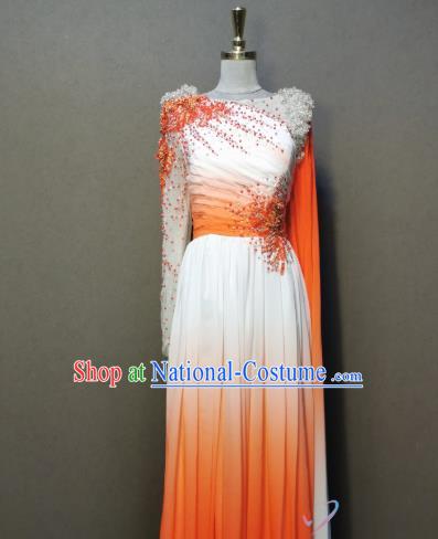 Top Grade Singing Competition Clothing Chorus Costumes Modern Dance Orange Dress