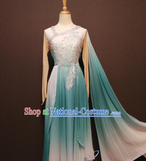 China Fan Dance Clothing Spring Festival Gala Classical Dance Costumes Women Dance Blue Dress