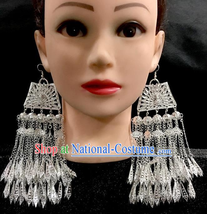 China Nationality Large Ear Accessories Handmade Hmong Women Jewelry Ethnic Minority Peacock Earrings