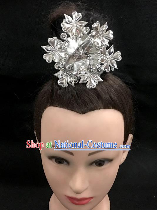 China Handmade Miao Ethnic Argent Hair Stick Dong Minority Folk Dance Hair Accessories Flowers Hairpins