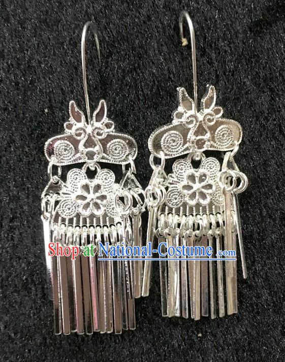 China Traditional Ethnic Women Jewelry Accessories Folk Dance Eardrop Handmade Minority Wedding Earrings