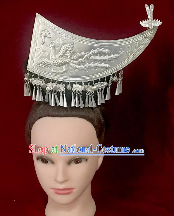 China Miao Minority Horn Hair Crown Handmade Ethnic Folk Dance Hairpin Miao Nationality Stage Performance Hair Accessories