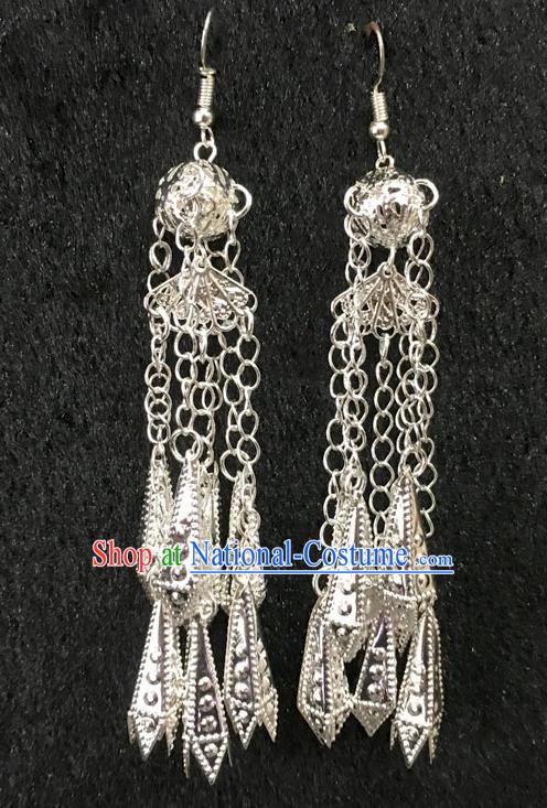 China Traditional Jewelry Accessories Argent Tassel Earrings Handmade Ethnic Women Eardrop