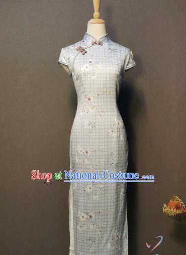 Republic of China Printing Qipao Dress Shanghai Traditional Cheongsam Female Scholar Classical Clothing