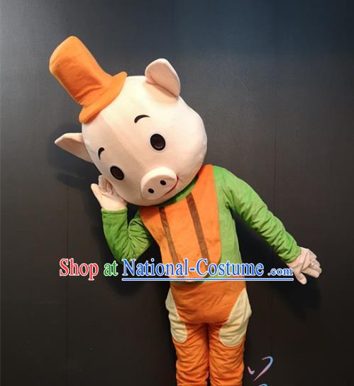 Chinese Spring Festival Pig Costume Children Day Celebration Stage Performance Walking Cartoon Clothing and Headwear for Adults