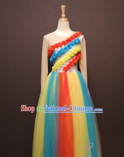 Women Modern Dance Clothing China Spring Festival Gala Opening Dance Costumes Rainbow Dance Dress