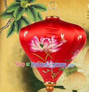 Handmade Chinese Printing Lotus Palace Lanterns Traditional New Year Lantern Classical Festival Red Satin Lamp