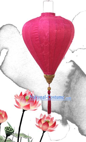 Handmade Chinese Jacquard Rosy Satin Palace Lanterns Traditional New Year Lantern Classical Festival Decoration Lamp