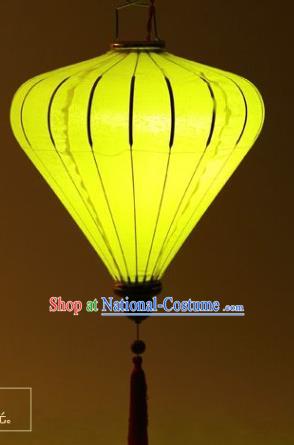 Handmade Chinese Jacquard Yellow Satin Palace Lanterns Traditional New Year Lantern Classical Festival Decoration Lamp