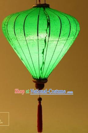 Handmade Chinese Jacquard Green Satin Palace Lanterns Traditional New Year Lantern Classical Festival Decoration Lamp