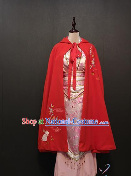 Chinese Ming Dynasty Women Red Cloak Ancient Female Swordsman Winter Wool Cape Clothing