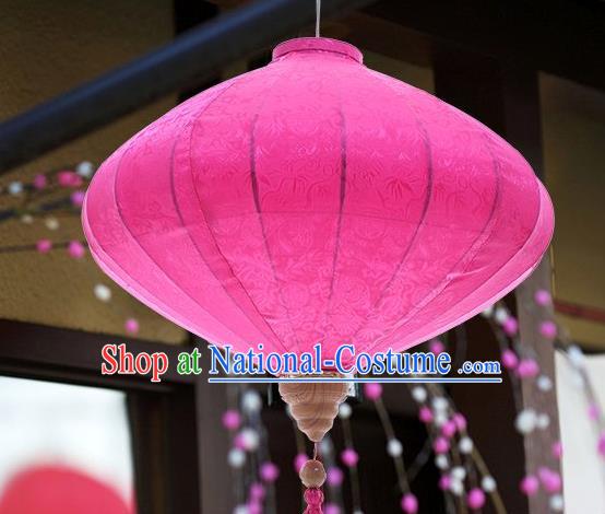 Handmade Chinese Rosy Silk Palace Lanterns Traditional New Year Decoration Lantern Classical Festival Hanging Lamp