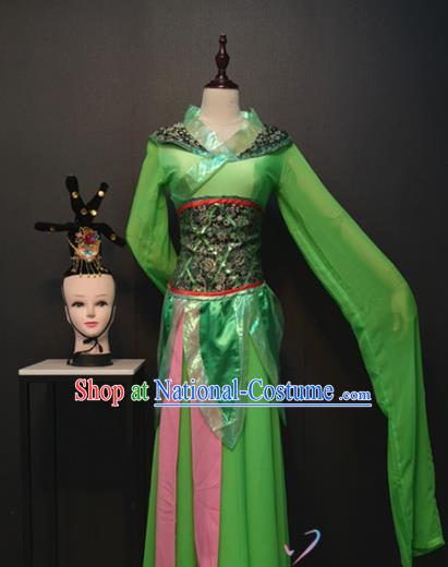 Chinese Classical Dance Clothing Traditional Water Sleeve Dance Green Dress Han Dynasty Palace Maid Costume