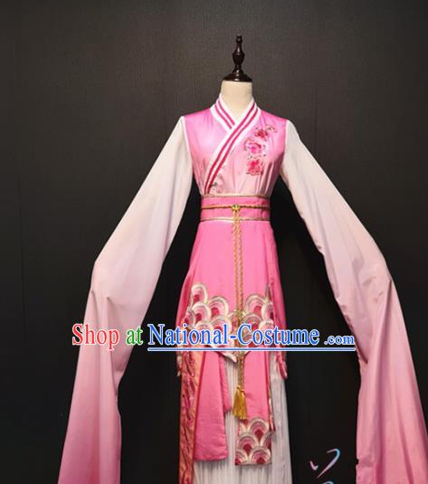 Chinese Han Dynasty Court Maid Clothing Traditional Classical Dance Pink Dress Water Sleeve Dance Costume