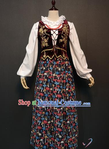 Traditional Europe Housemaid Clothing Cosplay Germany Servant Girl Dress Drama Performance Costume