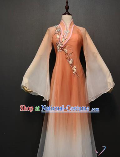 Chinese Classical Dance Costume Traditional Stage Performance Clothing Umbrella Dance Orange Dress