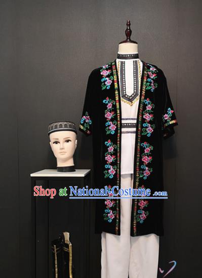 China Xinjiang Ethnic Clothing Traditional Minority Dance Costumes Custom Uyghur Nationality Effendi Apparels and Hat