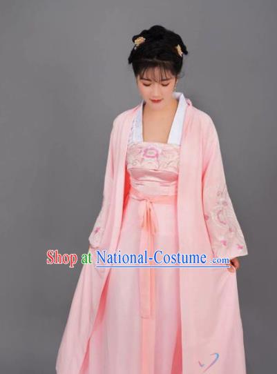 China Ancient Noble Female Pink Hanfu Dress Traditional Clothing Drama Song Dynasty Patrician Lady Sheng Minglan Costume