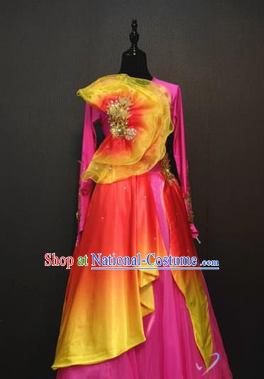 Stage Performance Costume Traditional Opening Dance Clothing Spring Festival Gala Modern Dance Rosy Long Dress