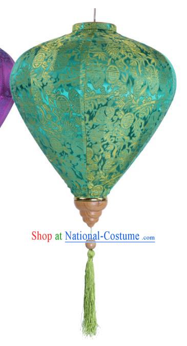 Handmade Chinese Classical Green Silk Palace Lanterns Traditional New Year Decoration Lantern Spring Festival Lamp