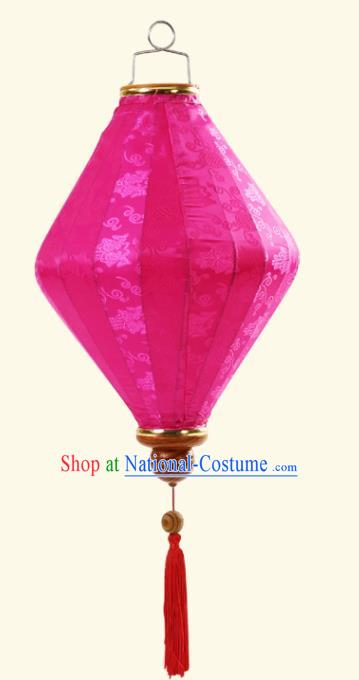 Handmade Chinese Classical Floral Scroll Pattern Rosy Silk Palace Lanterns Traditional New Year Decoration Lantern Spring Festival Lamp