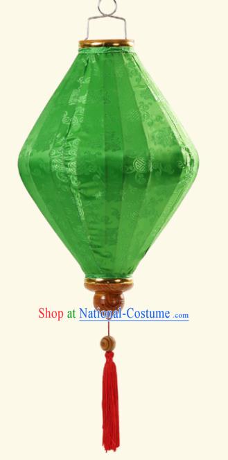 Handmade Chinese Classical Floral Scroll Pattern Green Silk Palace Lanterns Traditional New Year Decoration Lantern Spring Festival Lamp