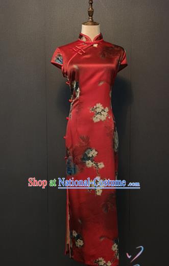 Custom Bride Cheongsam Bride Toast Clothing Shanghai Classical Young Lady Red Silk Qipao Dress