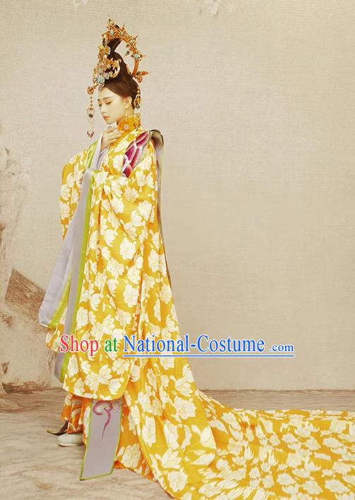 Chinese Ancient Empress Costumes Drama Traditional Tang Dynasty Queen Hanfu Dress Apparels and Headdress Full Set